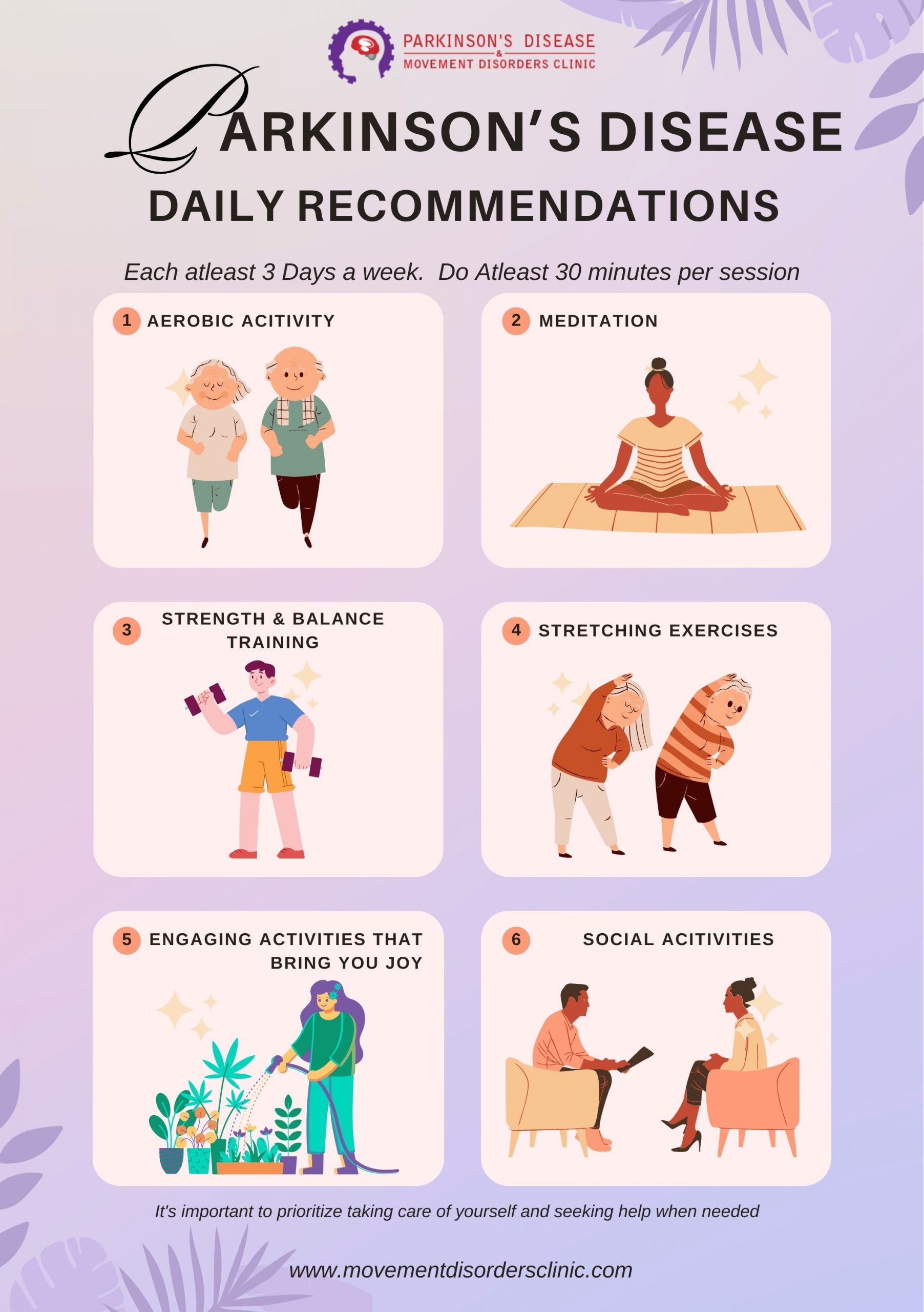 Daily recommendations for Parkinson's Disease